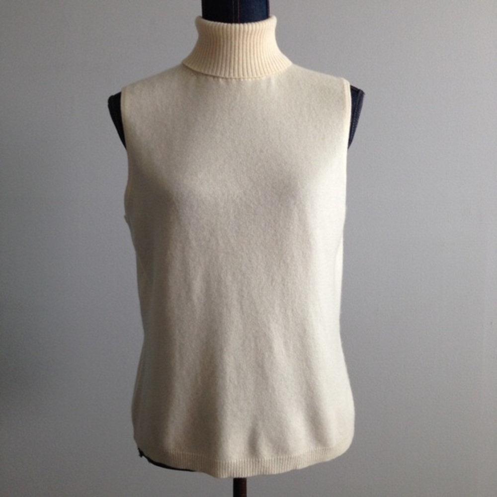 Lord and Taylor Sleeveless Cashmere Turtleneck